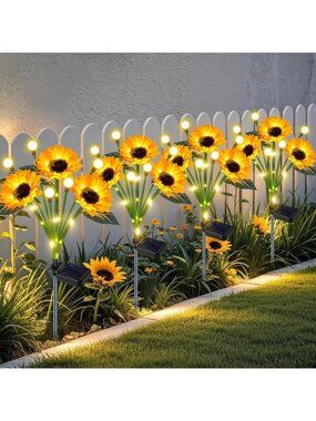 4 Pack Solar Flower Lights - Waterproof Garden Decor with Firefly Glow, Perfect